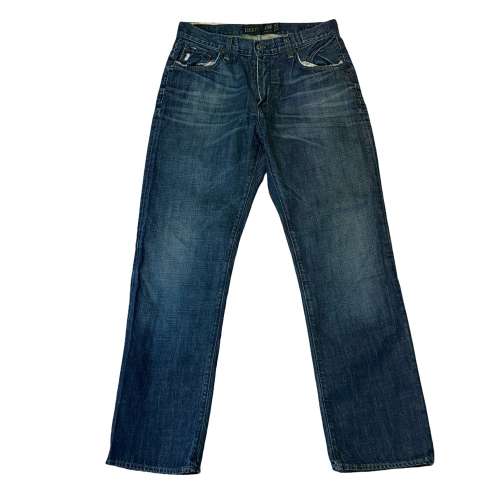 Lucky Legend mens 31x32 straight leg 181 cotton denim blue jeans EUC